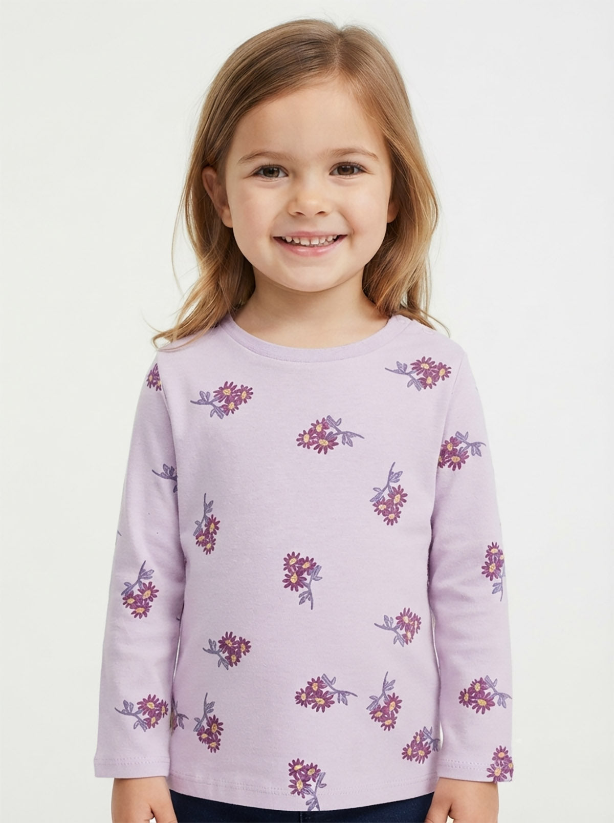 Baby Girls Long Sleeve Purple AOP Top