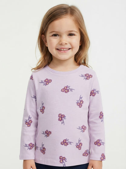 Baby Girls Long Sleeve Purple AOP Top