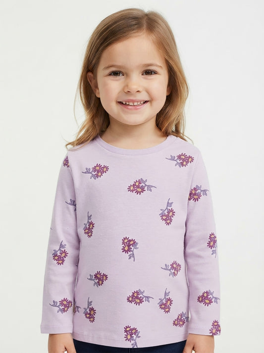 Baby Girls Long Sleeve Purple AOP Top