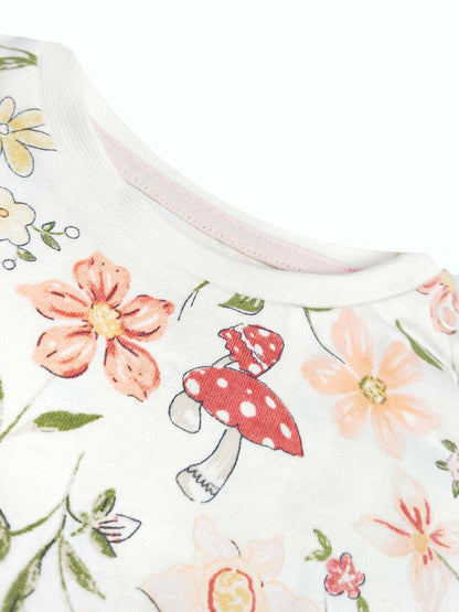 Baby Girls Long Sleeve White AOP Top