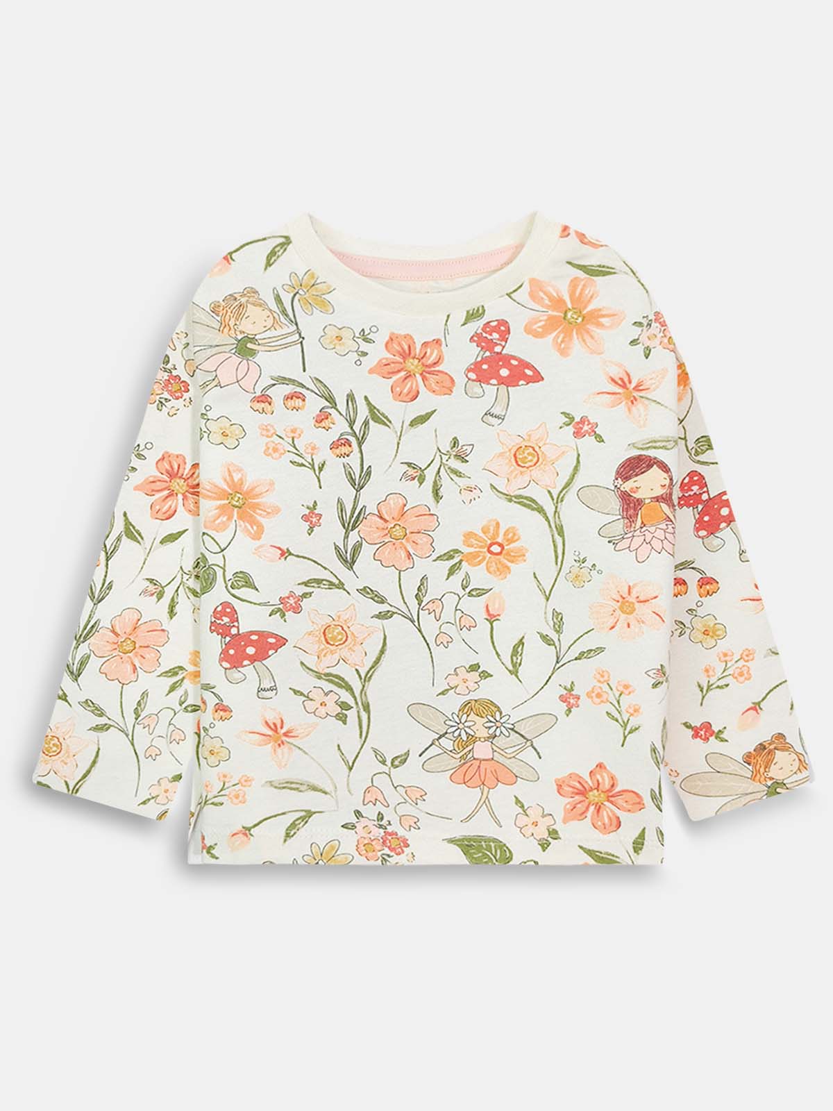 Baby Girls Long Sleeve White AOP Top