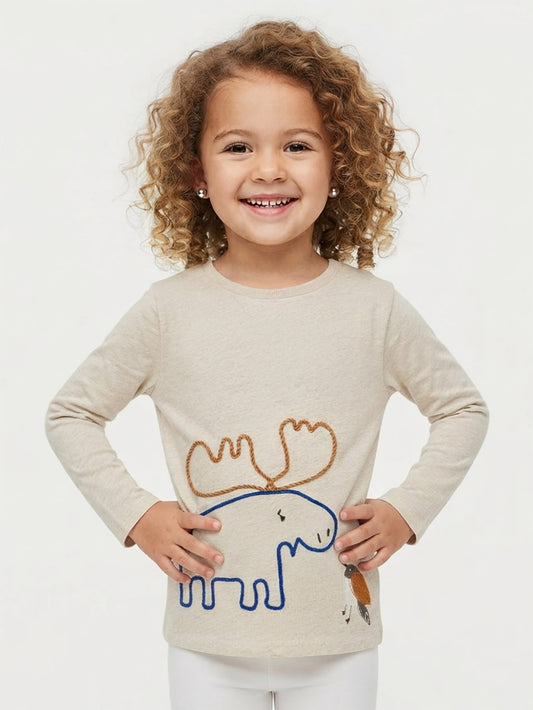 Girls Long Sleeve Ecru Top
