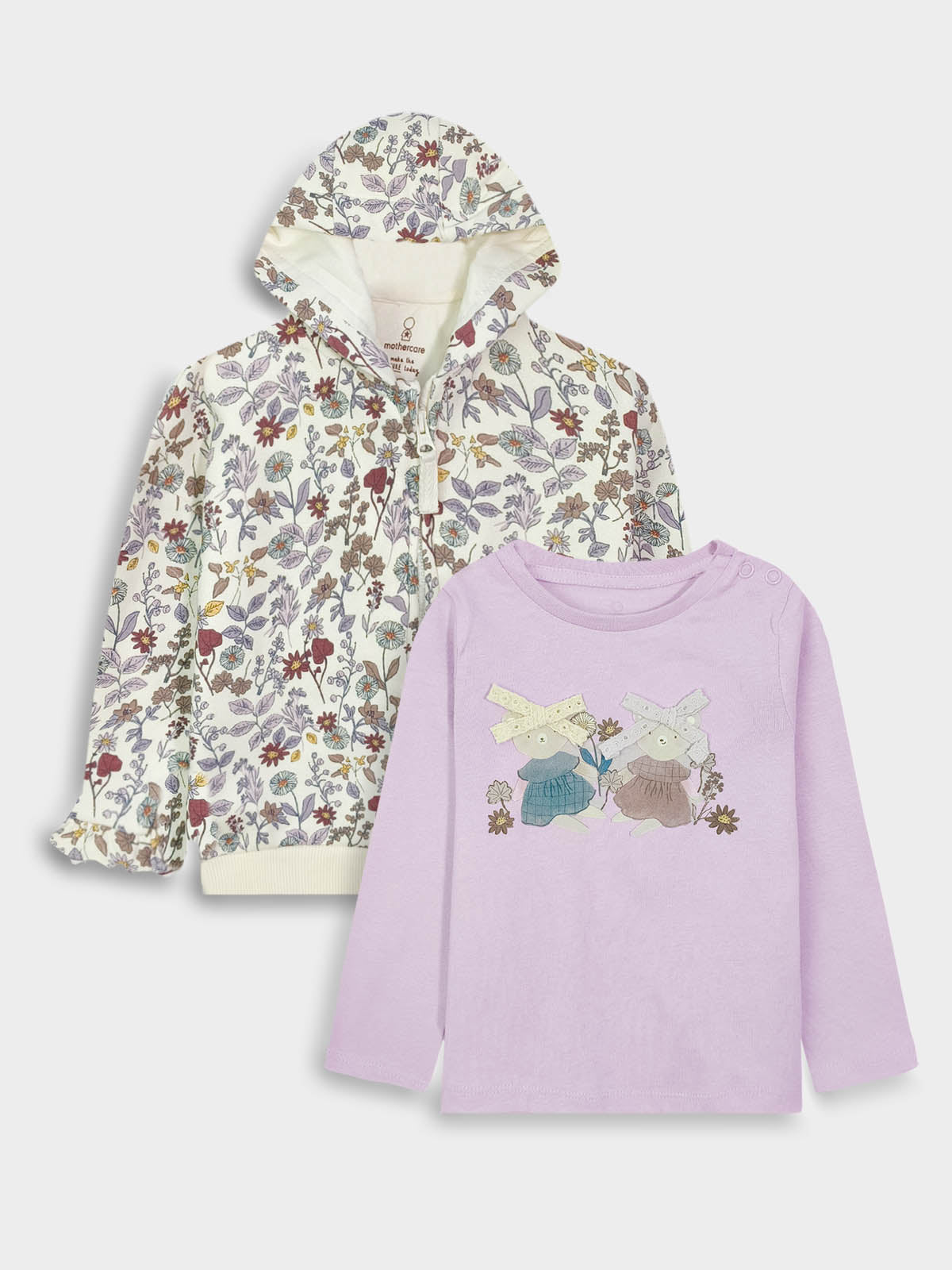 Baby Girls Hooded Sweatshirt With T-Shirt