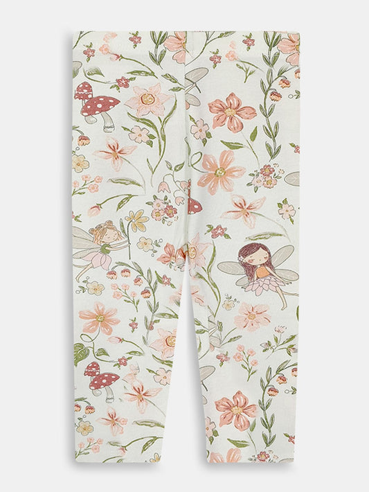 Baby Girls Stretch White AOP Legging