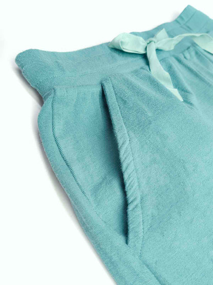 Girls Viscose Green Shorty Set