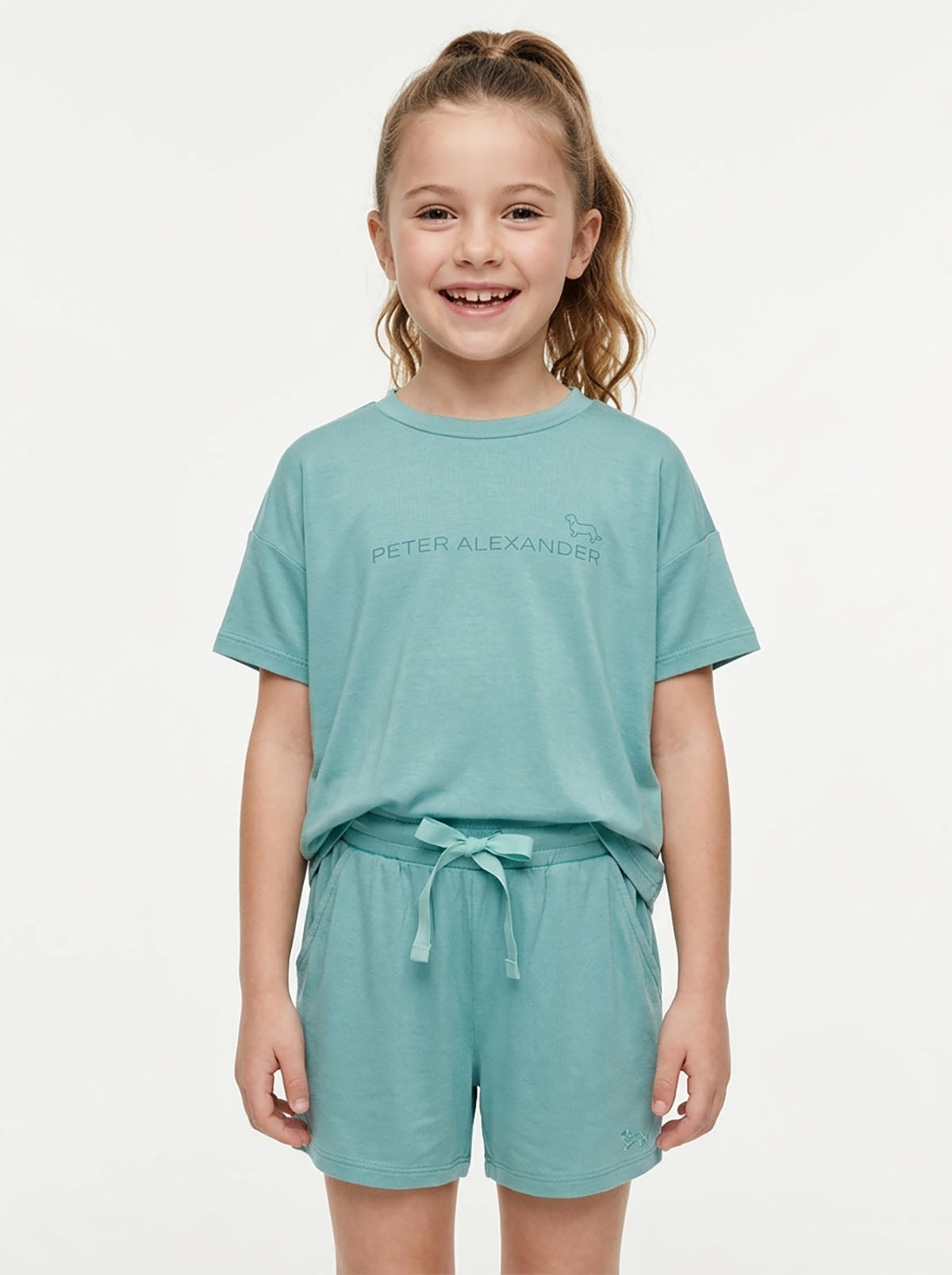 Girls Viscose Green Shorty Set