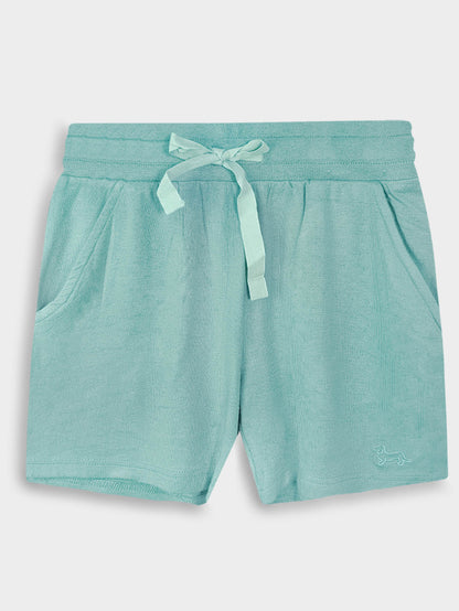 Girls Viscose Green Shorty Set