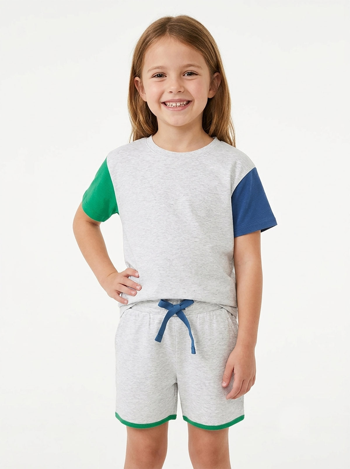 Girls Viscose Grey Shorty Set