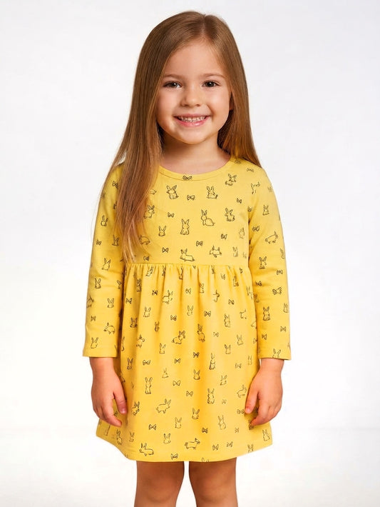 Girls Printed Long Sleeve Knit Dress