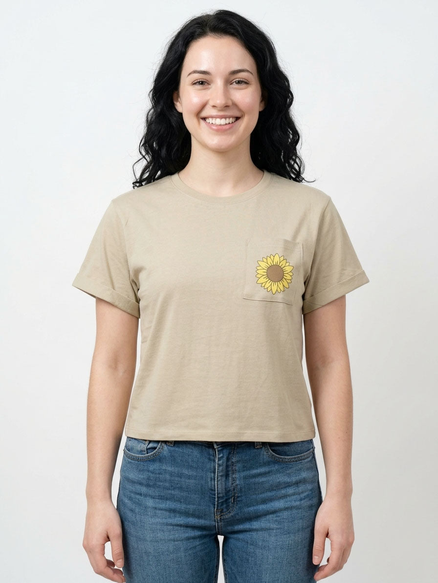 Ladies Printed Cropped T Shirt