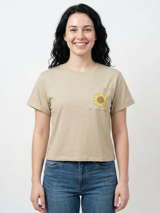 Ladies Printed Cropped T Shirt