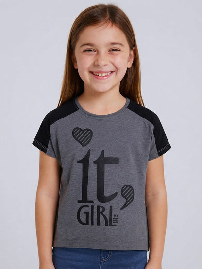 Girls Glitter Printed T-Shirt