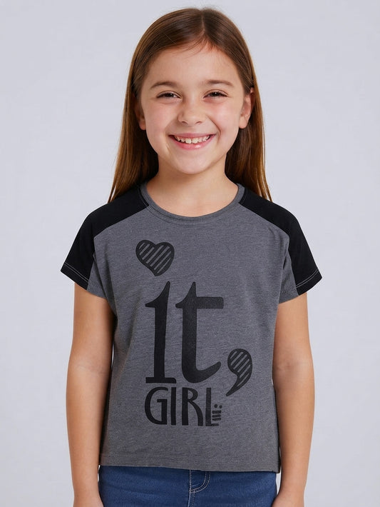 Girls Glitter Printed T-Shirt