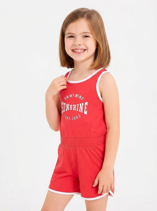 Girls Sleeveless Dungaree
