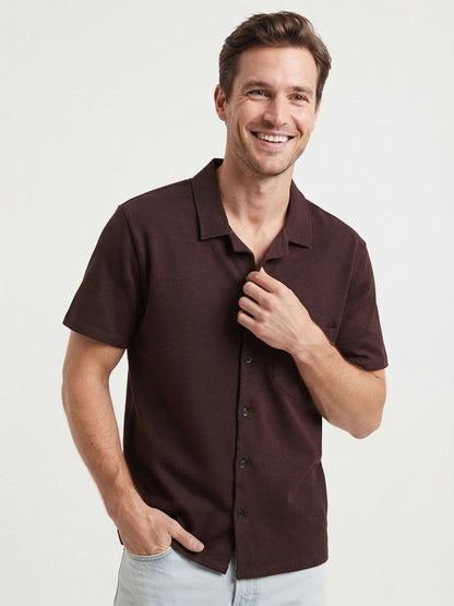 Mens Knit Brown Shirt