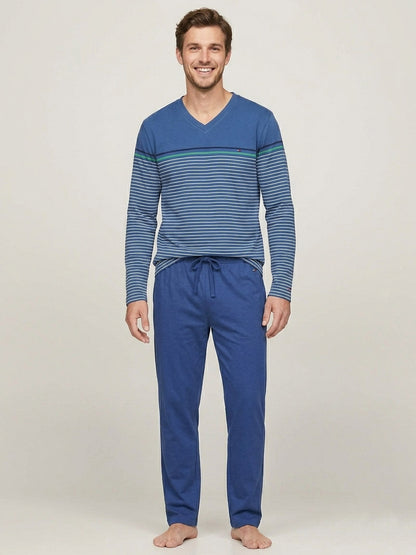 Mens Green V Neck Pyjama Set