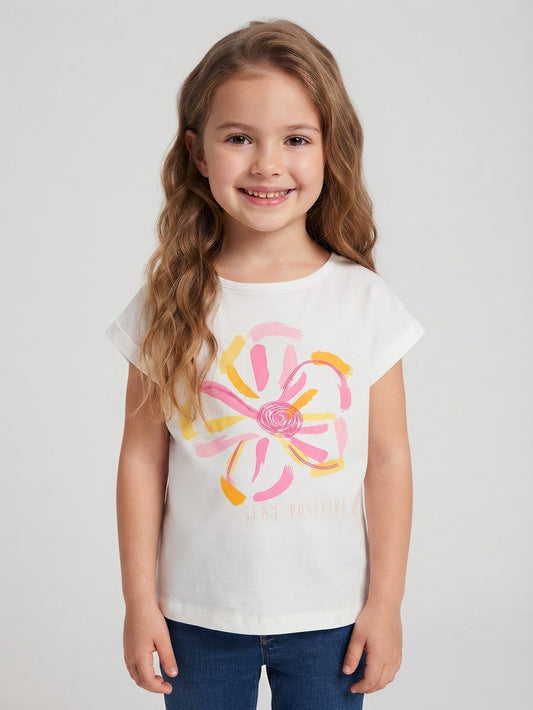 Girls Magyar Sleeve White Top