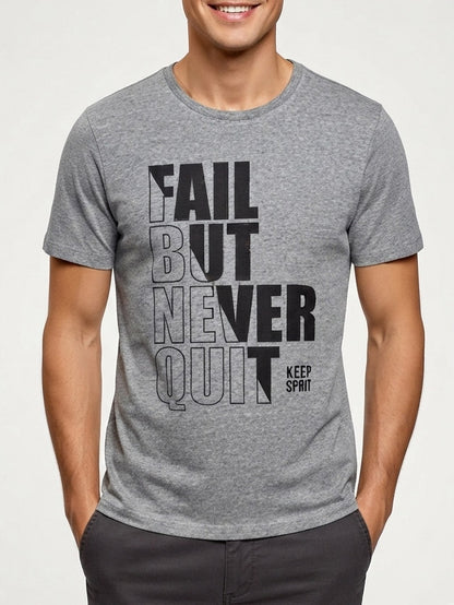 Mens Printed T Shirt Grey Melange
