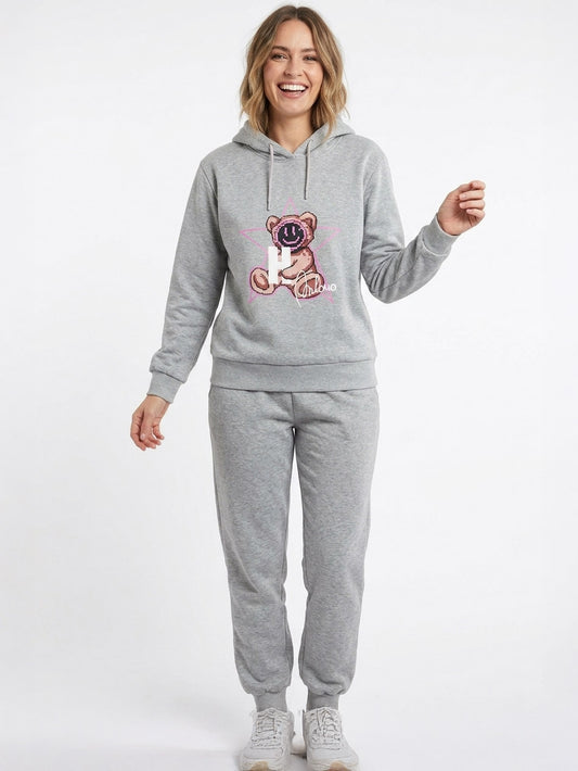 Womens Jogging Set Sweatshirt and Jogger Grey Melange
