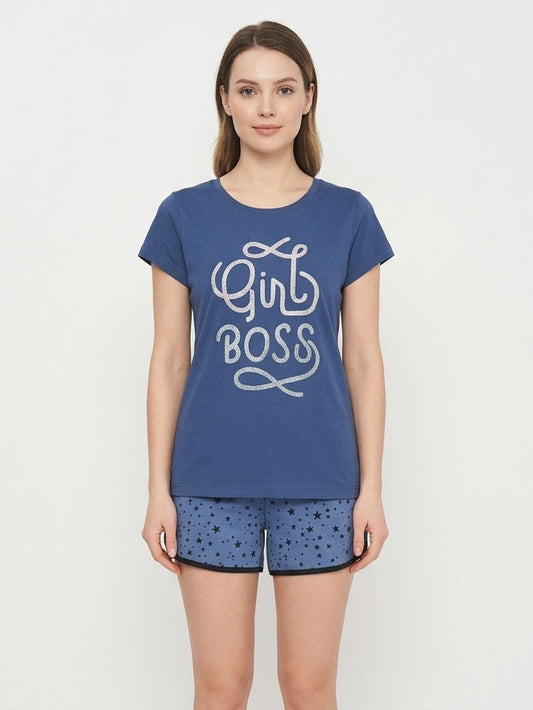 Ladies Blue Shorty Pyjama Set