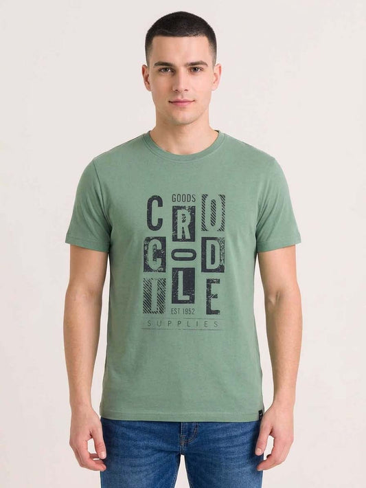 Mens Printed Green T-Shirt
