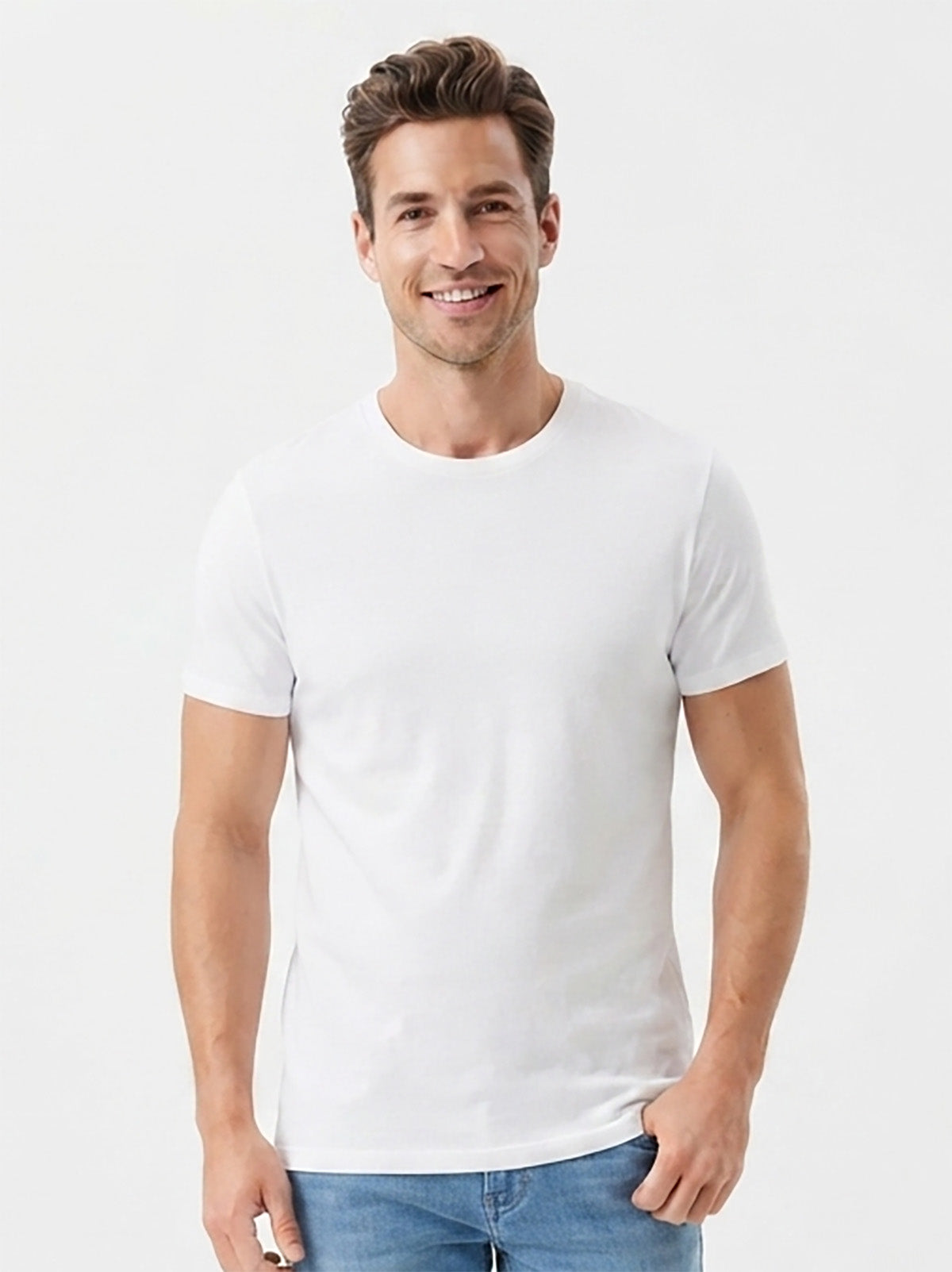 Mens Crew Neck Undershirt White