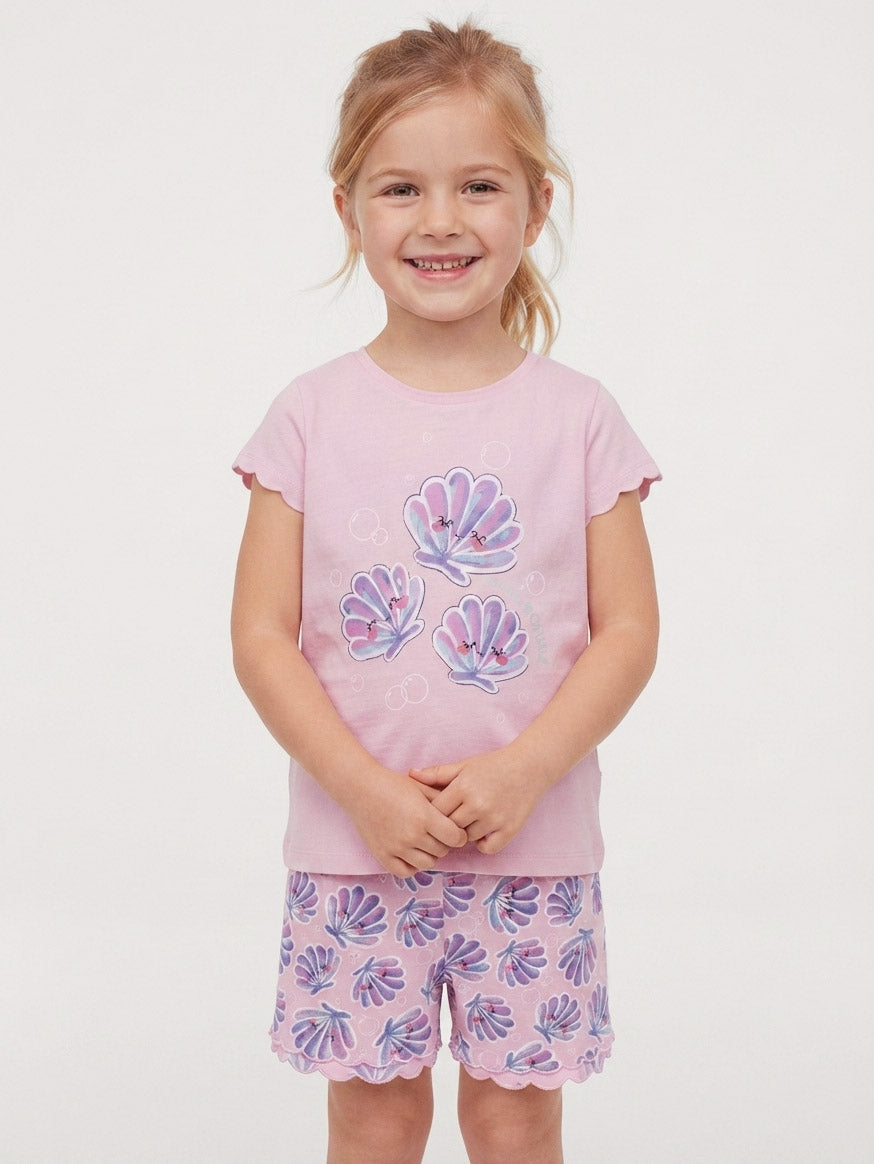 Girls Printed Shorty Set