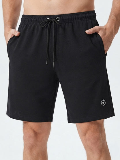 Mens French Terry Black Shorts