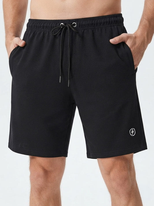 Mens French Terry Black Shorts
