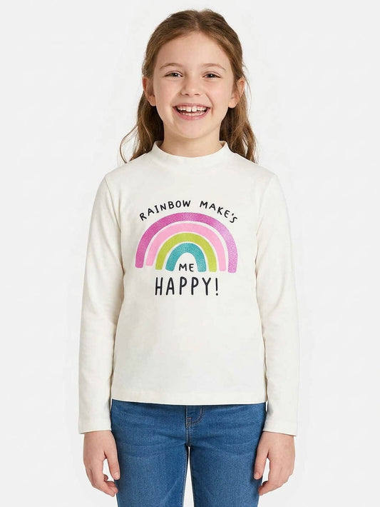 Girls Turtle Neck White Top
