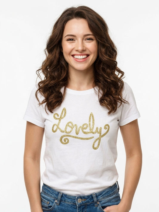 Ladies Applique White T-Shirt