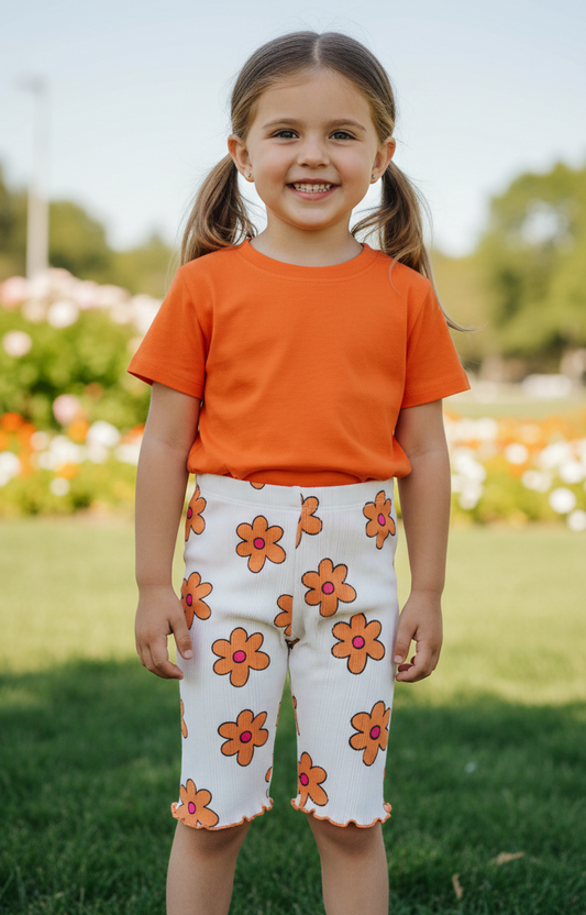 Girls Knit Ecru Capri