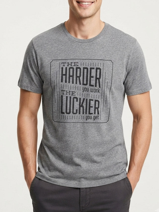 Mens Printed T Shirt Grey Melange