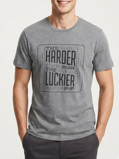 Mens Printed T Shirt Grey Melange
