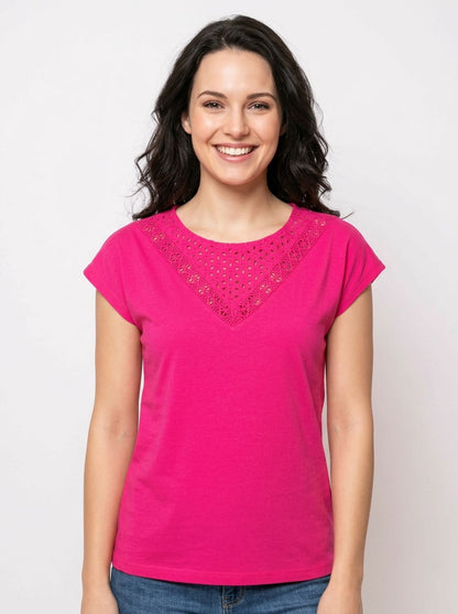 Ladies Crochet Fuchsia Top