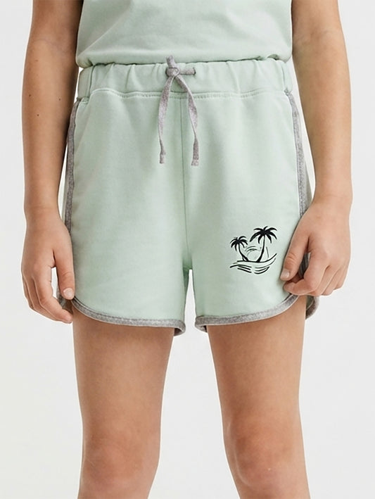 Girls French Terry Knit Mint Shorts