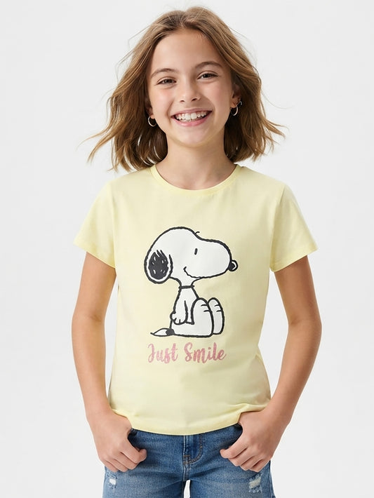 Girls Printed T Shirt Yellow