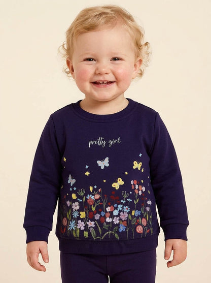Baby Girls Pullover Purple Sweatshirt