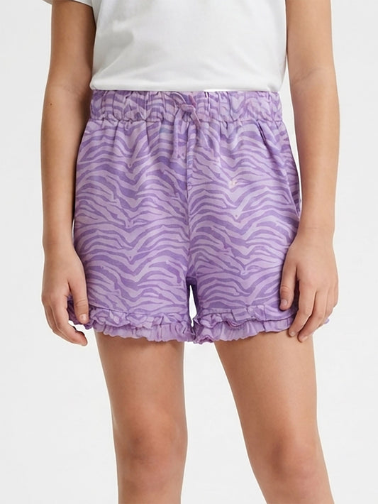 Girls Lilac Aop Knit Shorts