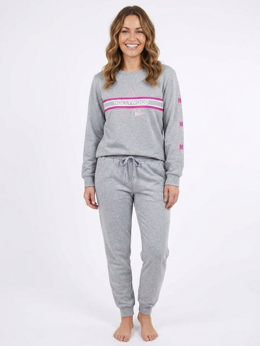 Ladies Jogging Set Grey Melange