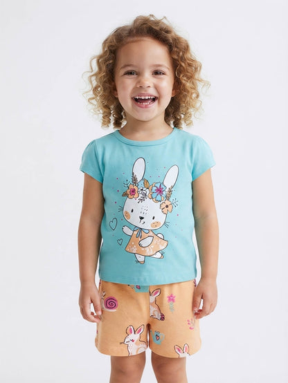Baby Girls Printed Shorty Sets Hanger Pack