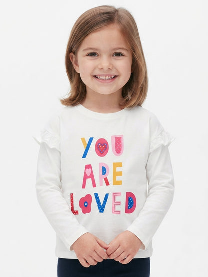 Girls Ruffle Long Sleeve Top White