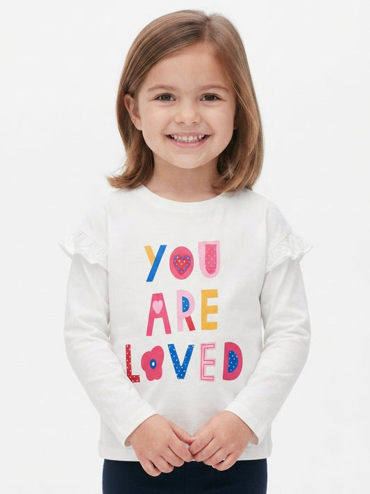 Girls Ruffle Long Sleeve Top White