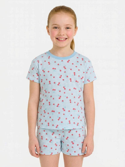 Girls Printed Blue Shorty Set