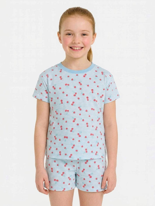 Girls Printed Blue Shorty Set