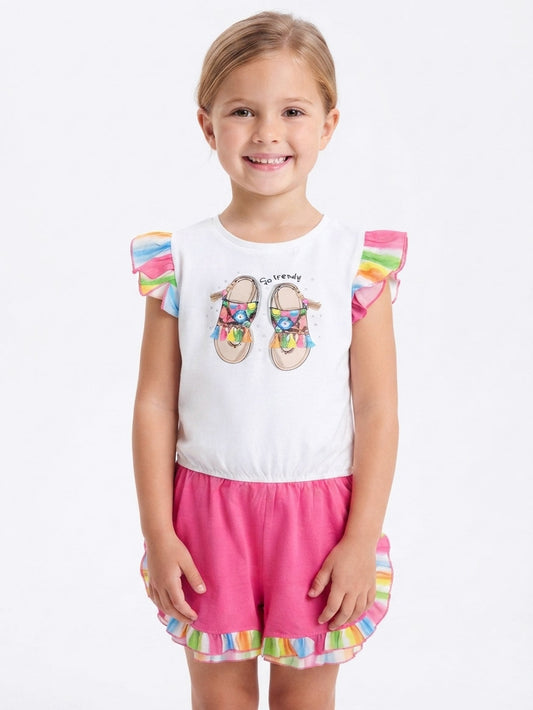 Girls Printed Dungaree