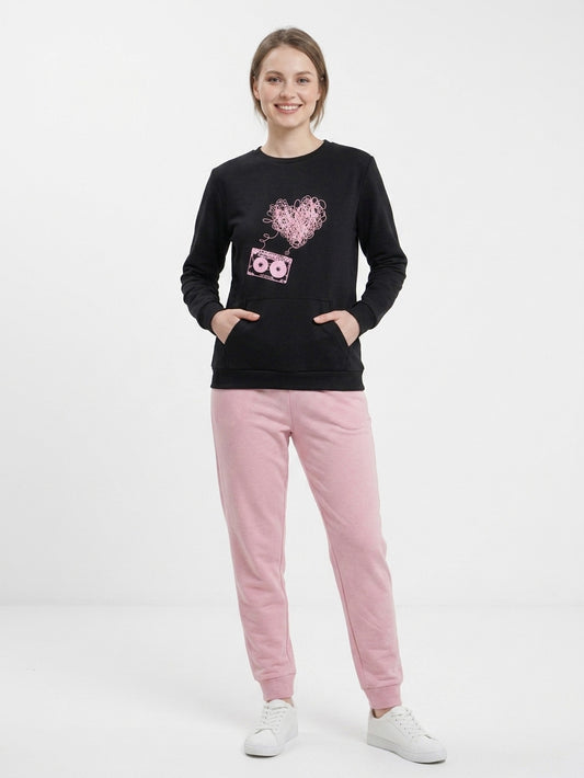Ladies Winter Black Pyjama Sets
