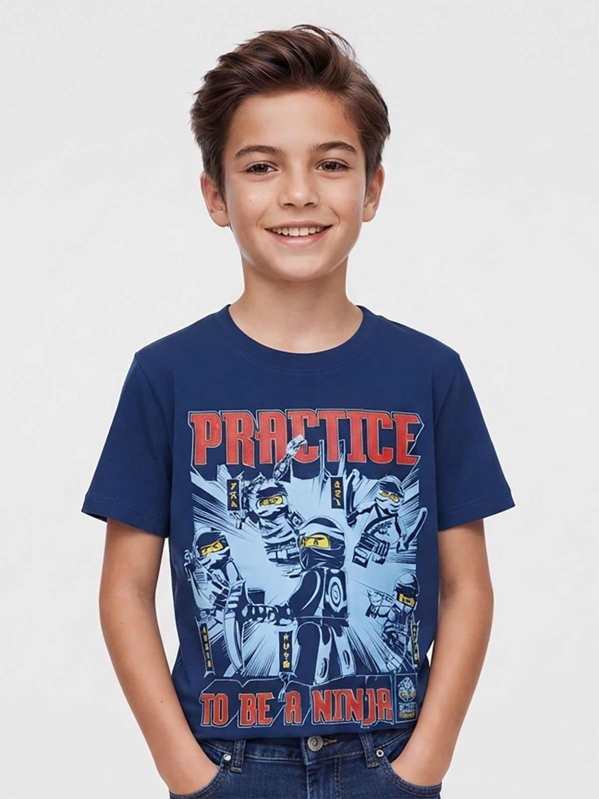 Boys Printed T Shirt Denim Blue