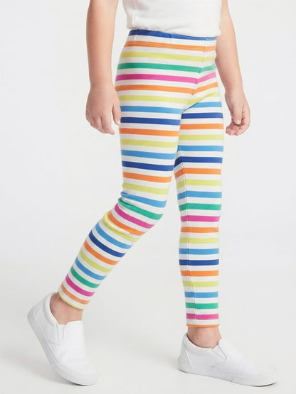 Girls Stretch Striped Leggings