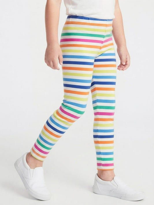 Girls Stretch Striped Leggings